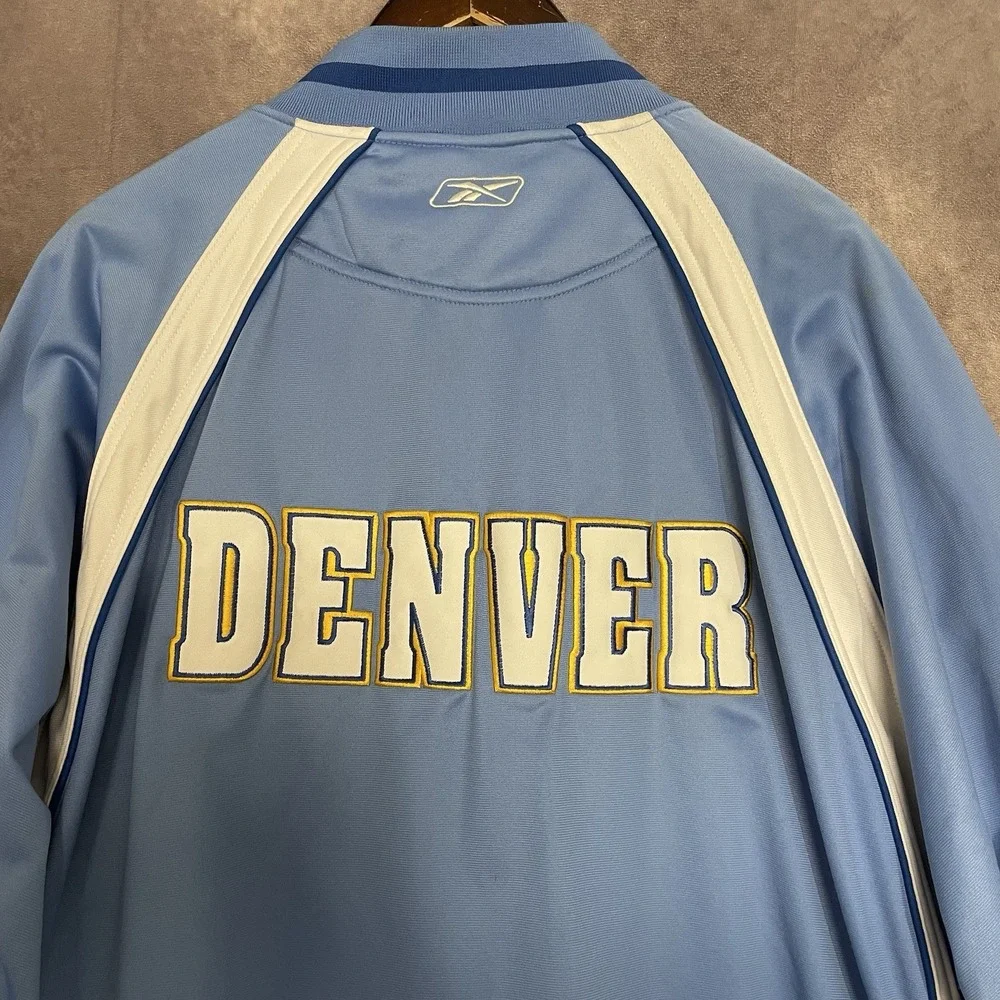 Vintage Y2K Reebok NBA Denver Nuggets Full‎ Zip Warmup Jacket Size 3XL